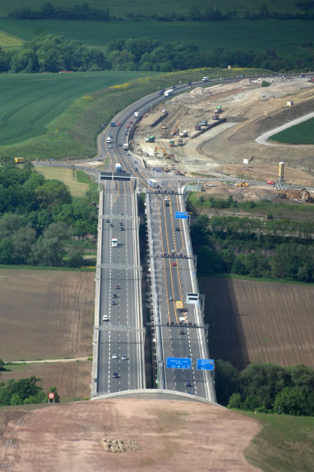 Jena aus der Vogelperspektive: Saalebrücke der Autobahn A4 bei Jena