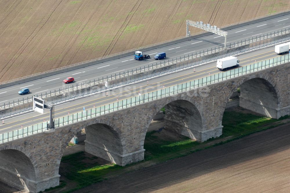 Luftbild Jena - Saalebrücke der Autobahn A4 bei Jena