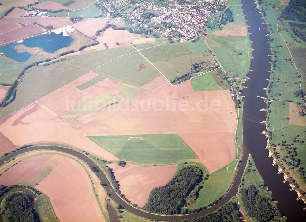 Tornitz von oben - Saalemündung bei Tornitz