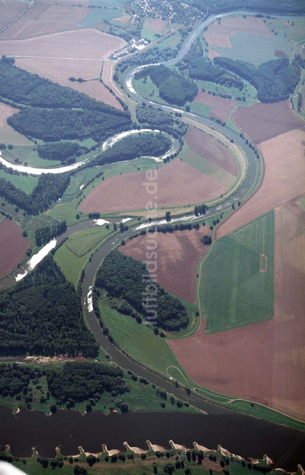 Tornitz aus der Vogelperspektive: Saalemündung bei Tornitz