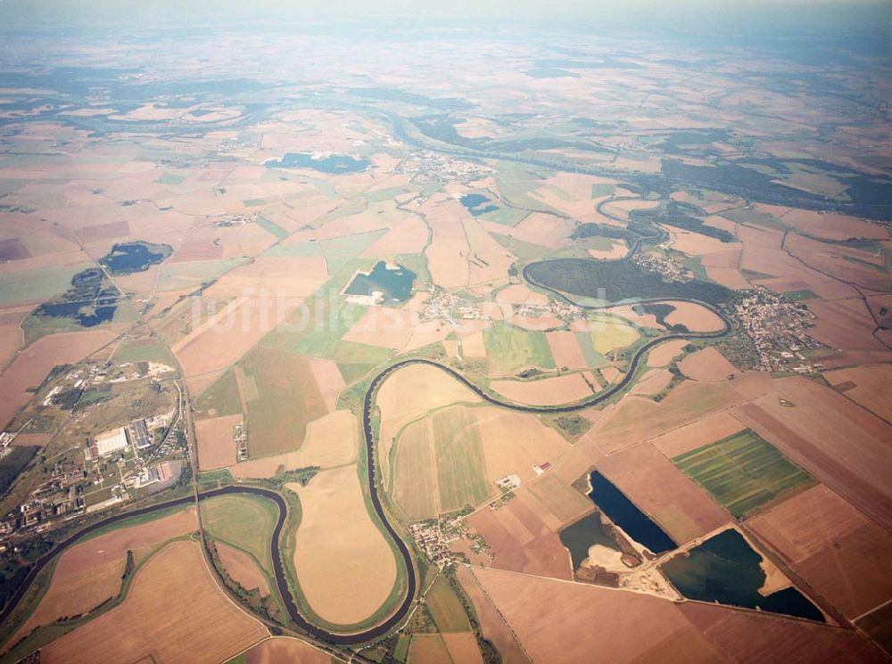 Tornitz von oben - Saalemündung bei Tornitz