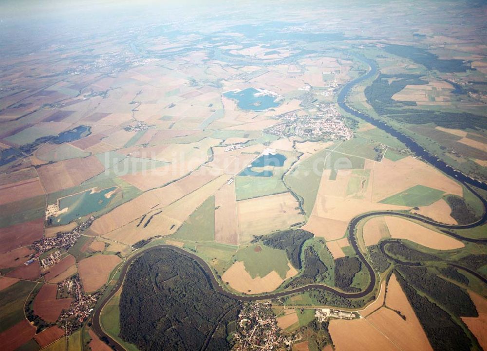 Tornitz von oben - Saalemündung bei Tornitz