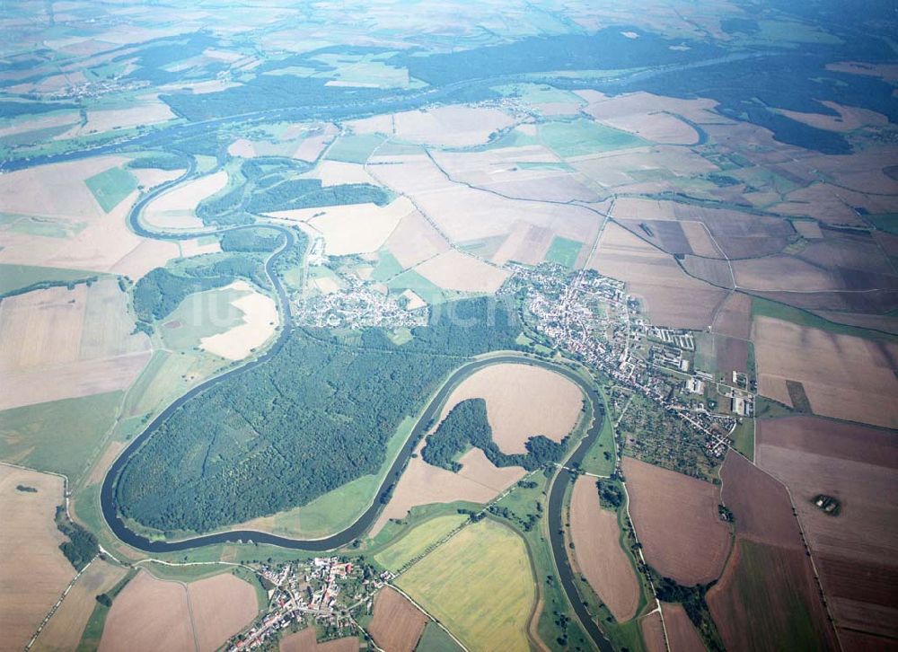 Tornitz aus der Vogelperspektive: Saalemündung bei Tornitz