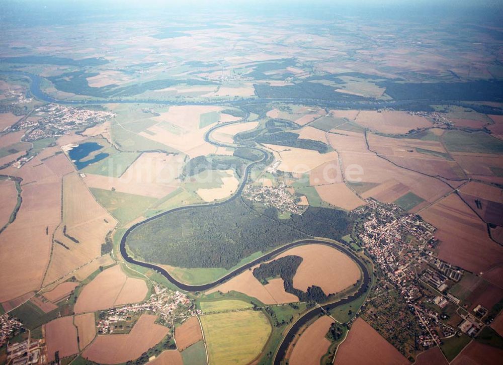 Tornitz aus der Vogelperspektive: Saalemündung bei Tornitz