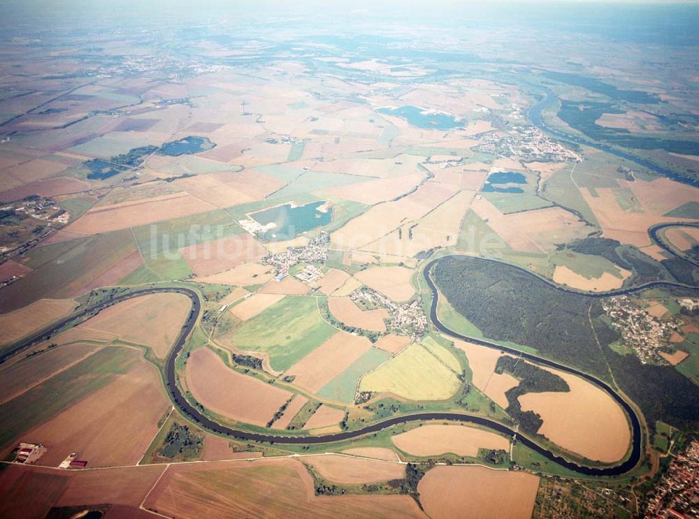 Tornitz von oben - Saalemündung bei Tornitz