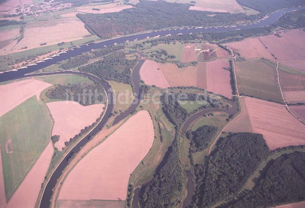 Tornitz von oben - Saalemündung bei Tornitz