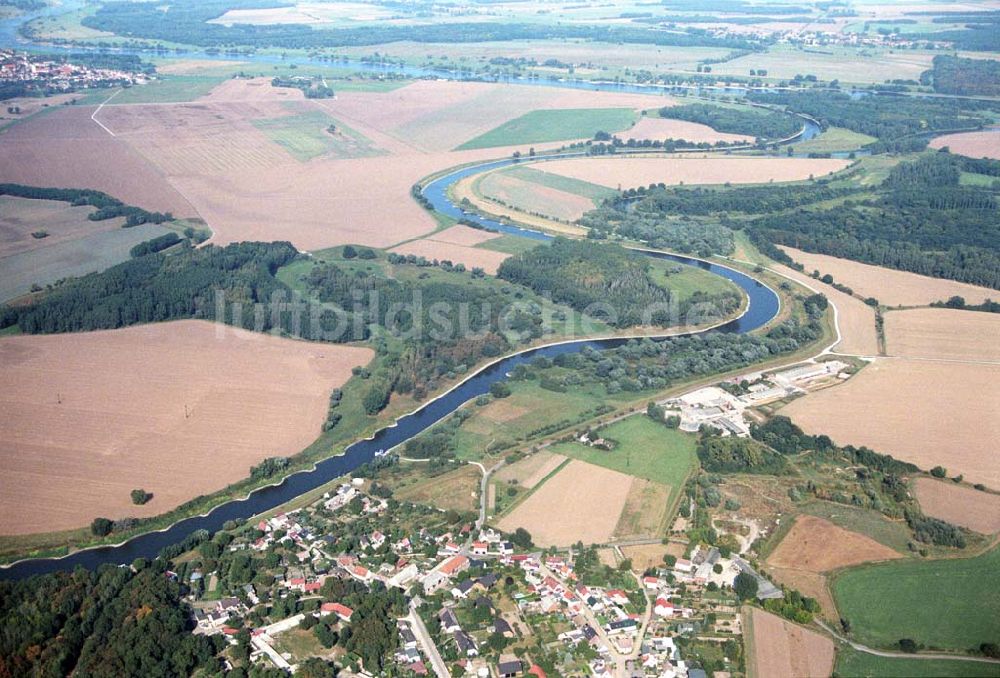 Tornitz von oben - Saalemündung bei Tornitz