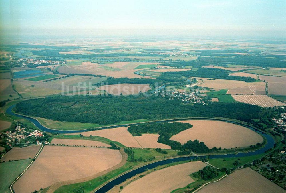 Tornitz von oben - Saalemündung bei Tornitz