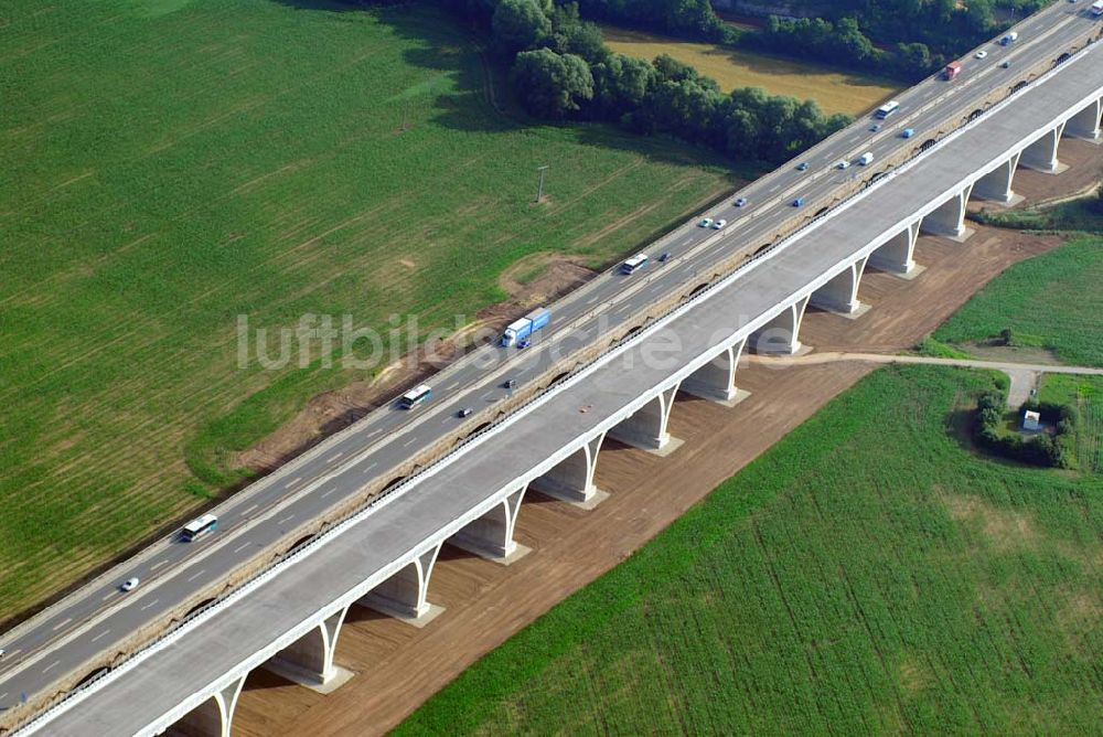 Jena von oben - Saaletalbrücke im Anschlussbereich Jena-Göschwitz der A4