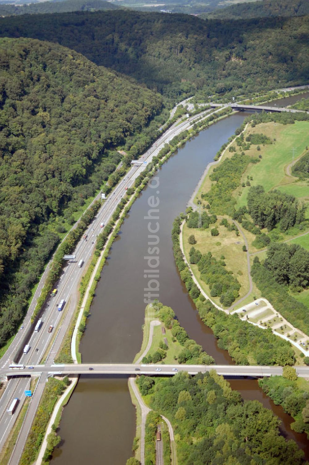 Dillingen von oben - Saarverlauf bei Dillingen