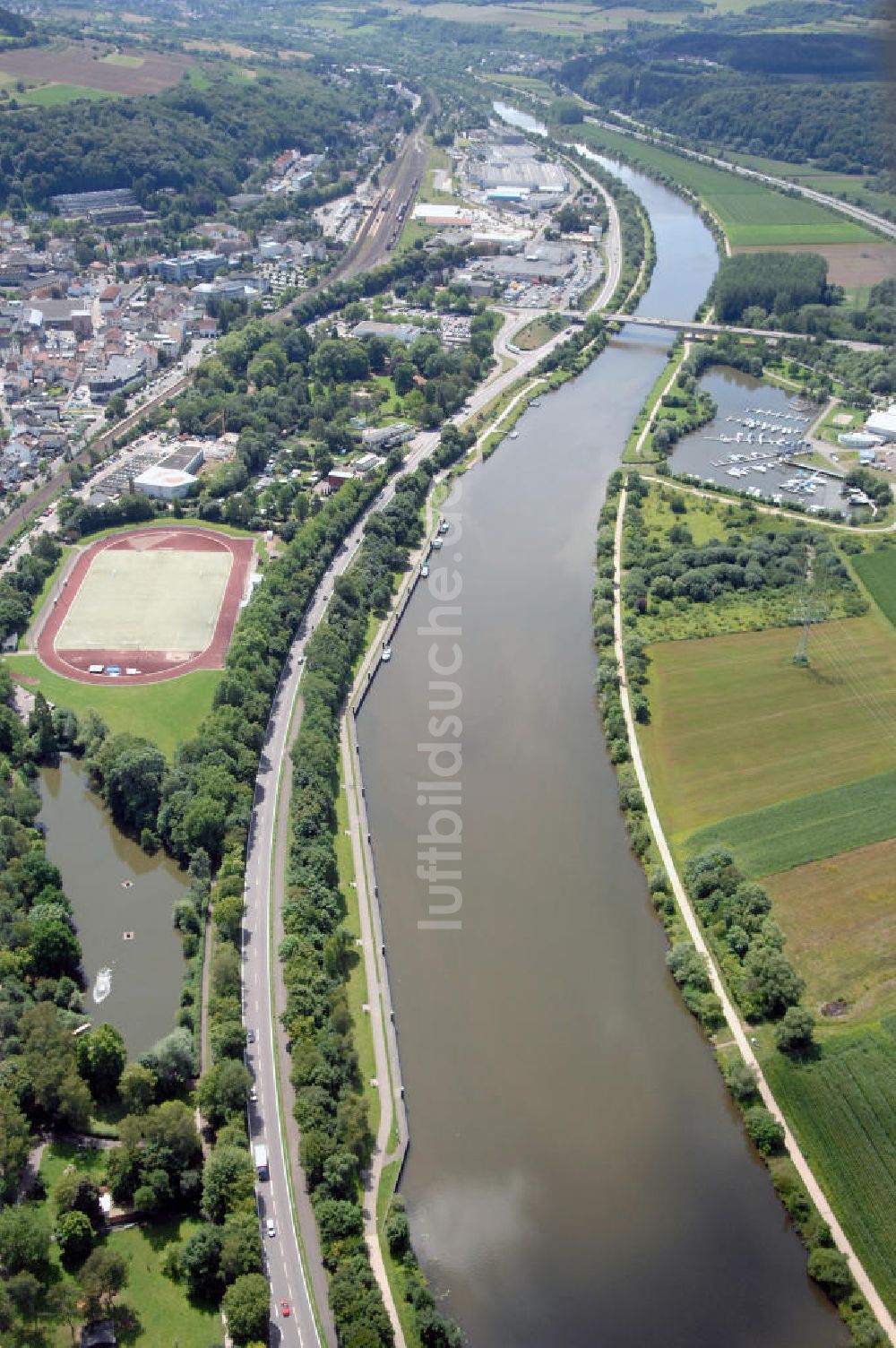 Merzig aus der Vogelperspektive: Saarverlauf bei Merzig