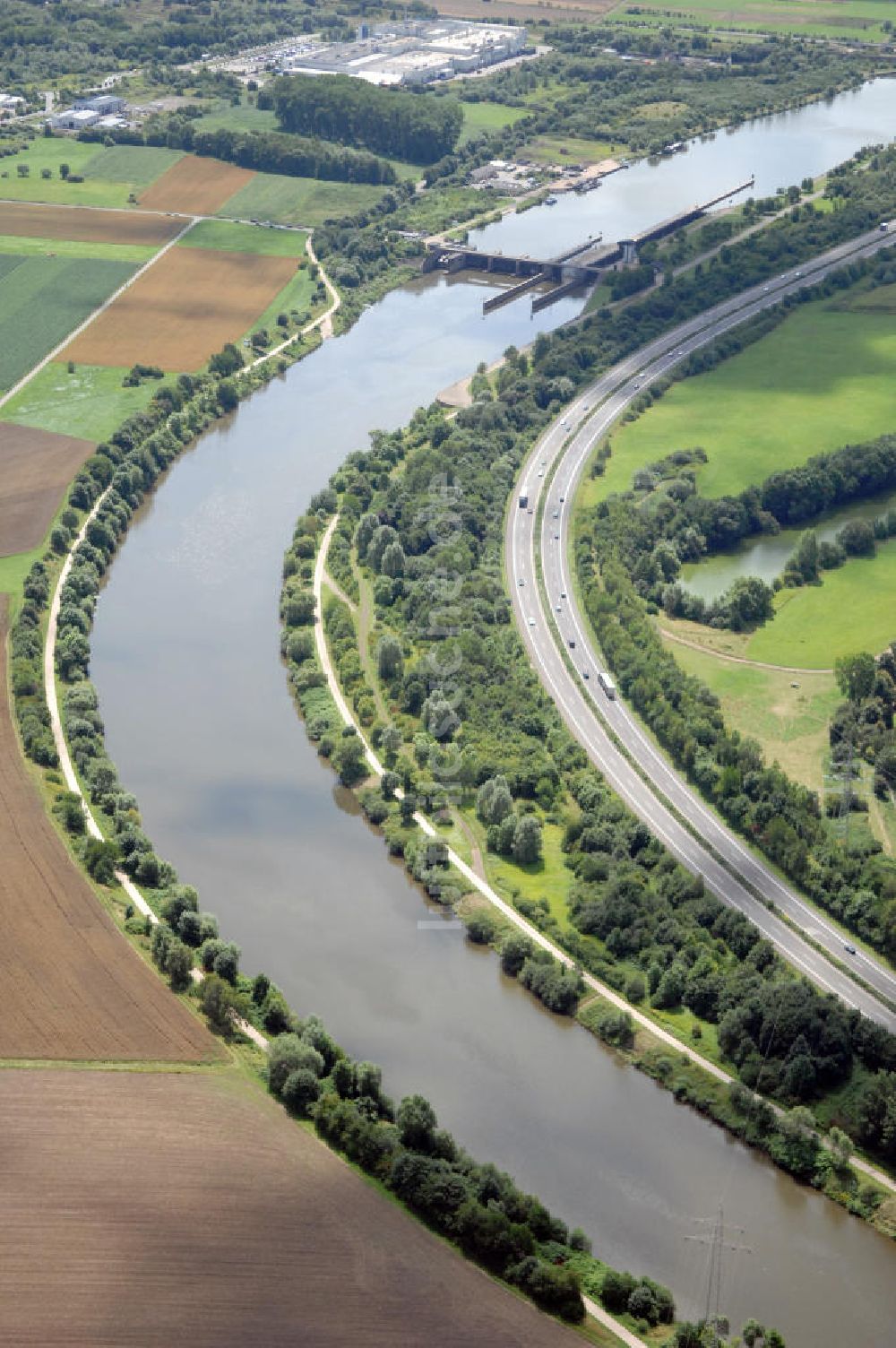 Rehlingen von oben - Saarverlauf bei Rehlingen