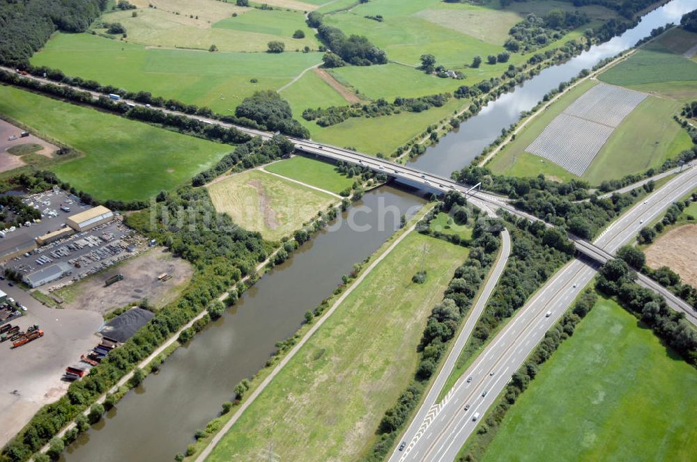 Luftbild Wallerfangen - Saarverlauf bei Wallerfangen