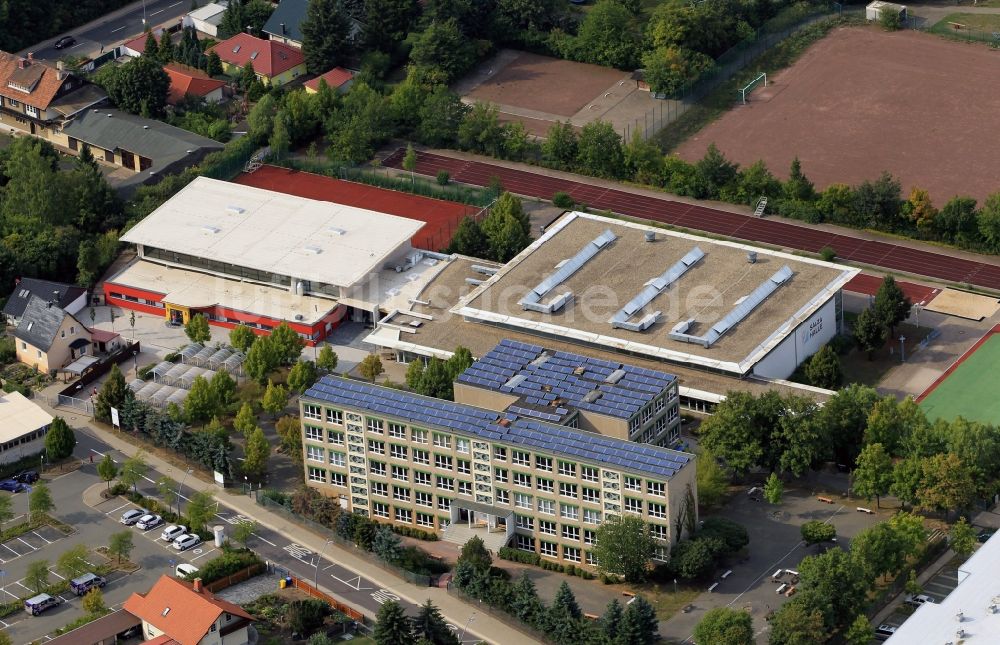 Bad Langensalza aus der Vogelperspektive: Salza - Gymnasium mit Stadthalle und Salzahalle in Bad Langensalza in Thüringen