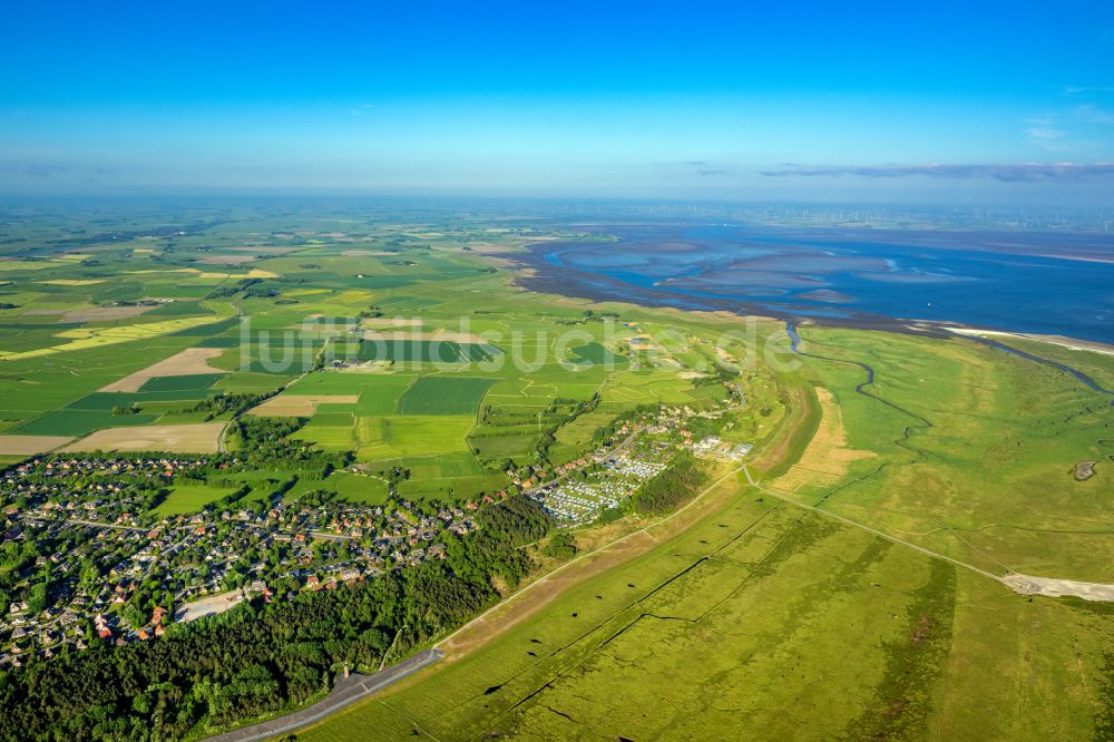 Luftbild Sankt Peter-Ording - Salzwiesen Landschaft an der Nordsee - Küste im Ortsteil Sankt Peter-Ording in Sankt Peter-Ording im Bundesland Schleswig-Holstein