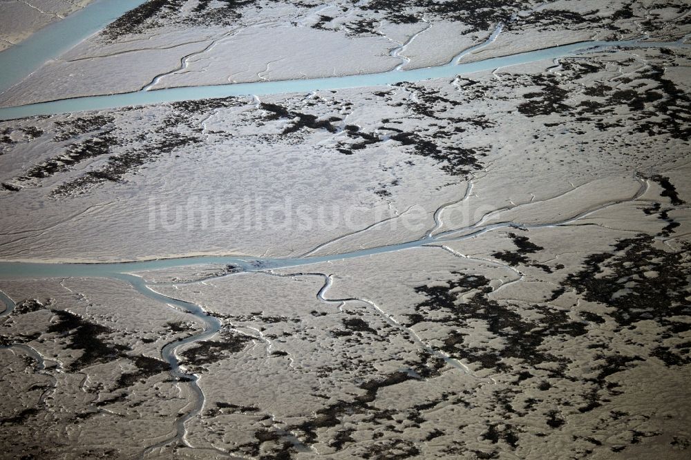 Luftbild Cuxhaven - Sand und Flusslandschaft im Niedersächsischen Wattenmeer im Bundesland Niedersachsen