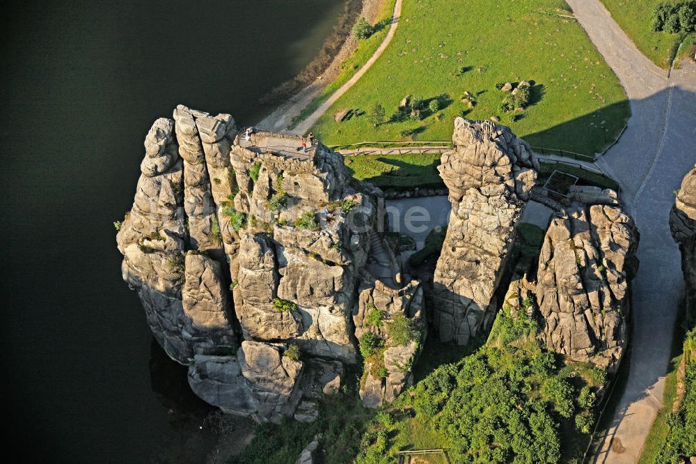 Horn-Bad Meinberg von oben - Sandstein- Felsformation Externsteine im Teutoburger Wald in Nordrhein-Westfalen