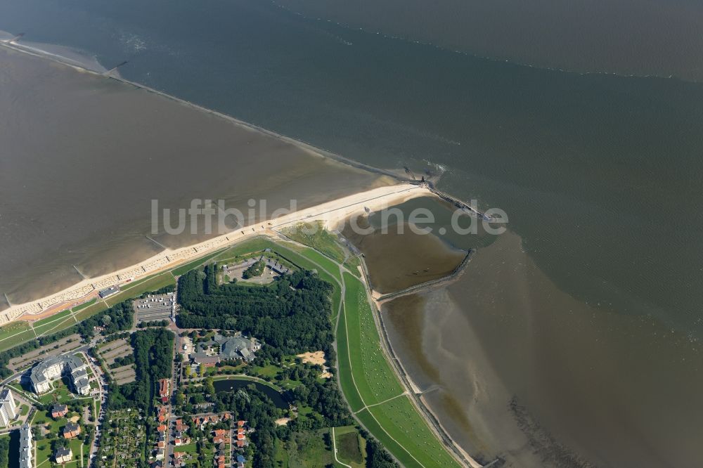 Luftaufnahme Cuxhaven - Sandstrand- Landschaft an der in Döse im Bundesland Niedersachsen