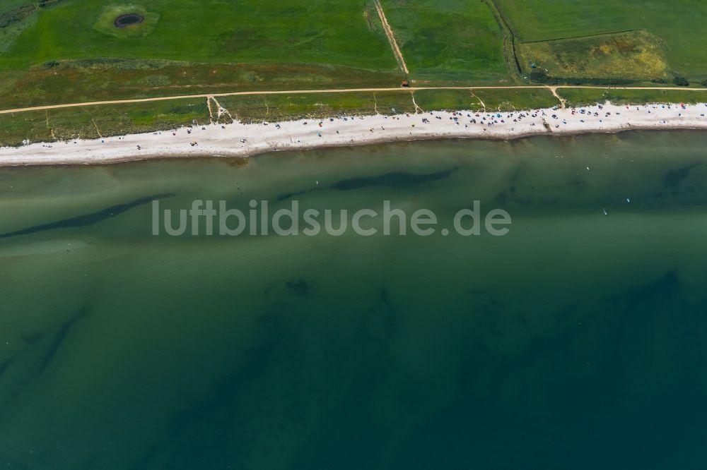 Kronsgaard aus der Vogelperspektive: Sandstrand- Landschaft Hundestrand Pottloch in Kronsgaard im Bundesland Schleswig-Holstein, Deutschland