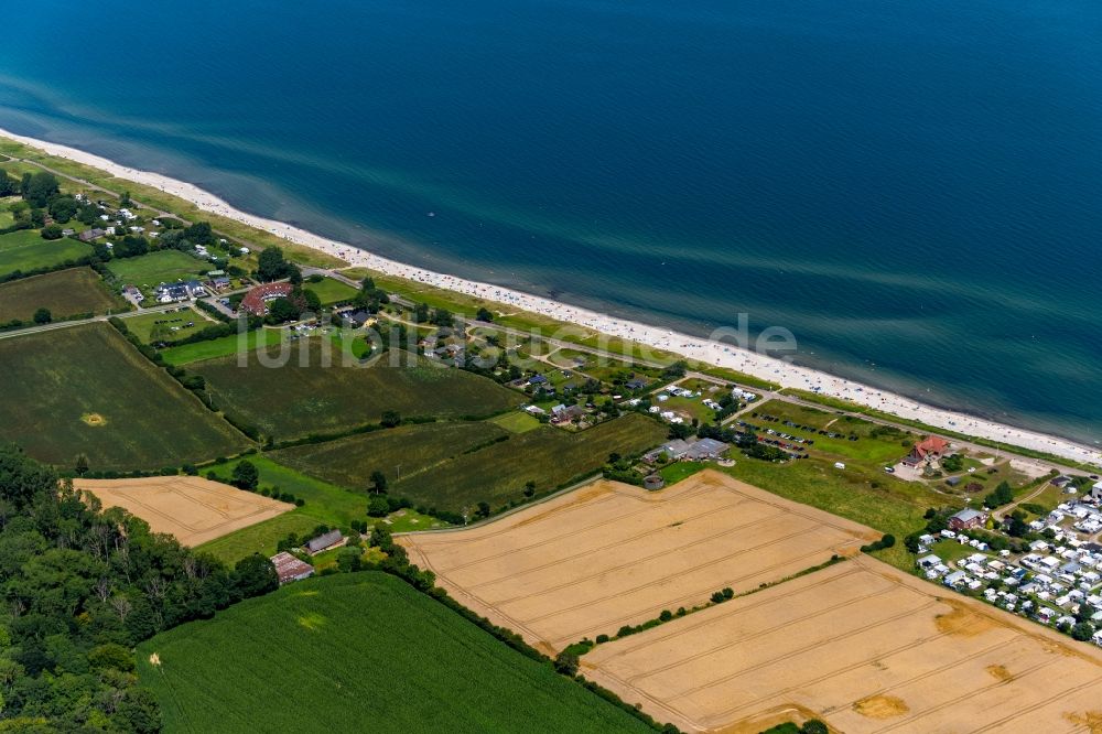 Luftbild Kronsgaard - Sandstrand- Landschaft des Kronsgaard Strand am Kronsgaarder Drecht in Kronsgaard im Bundesland Schleswig-Holstein, Deutschland