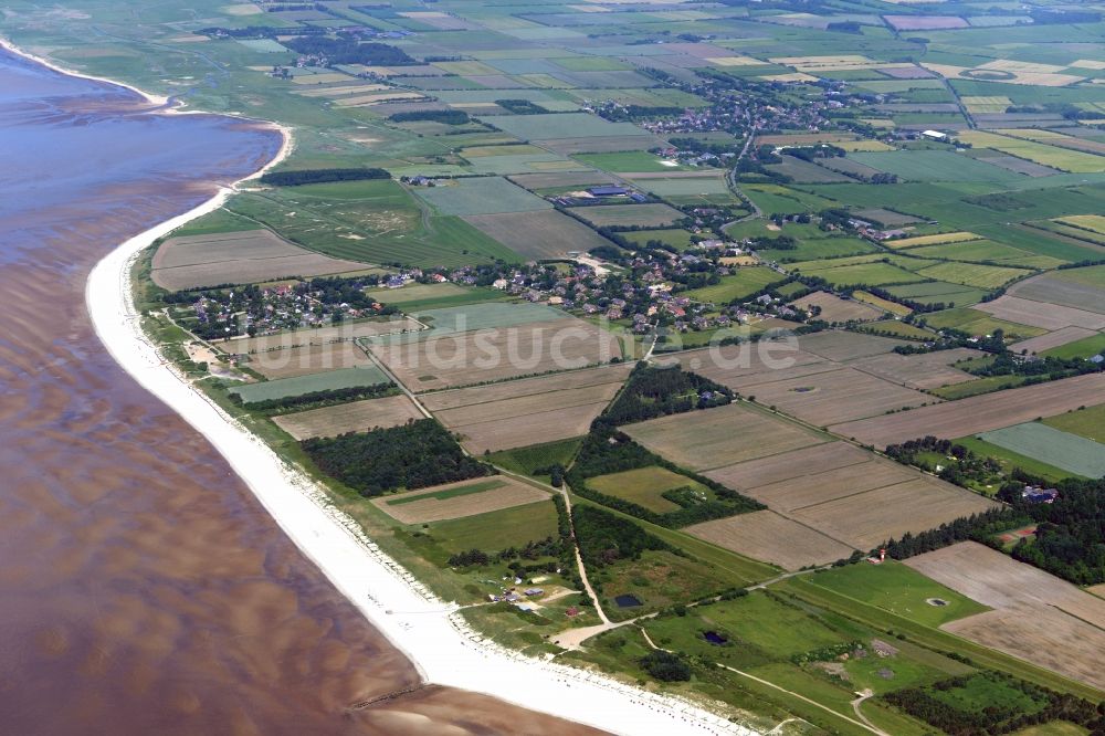 Luftbild Goting - Sandstrand- Landschaft an der Nordsee in Goting auf der Insel Föhr im Bundesland Schleswig-Holstein