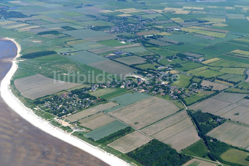 Luftaufnahme Goting - Sandstrand- Landschaft an der Nordsee in Goting auf der Insel Föhr im Bundesland Schleswig-Holstein