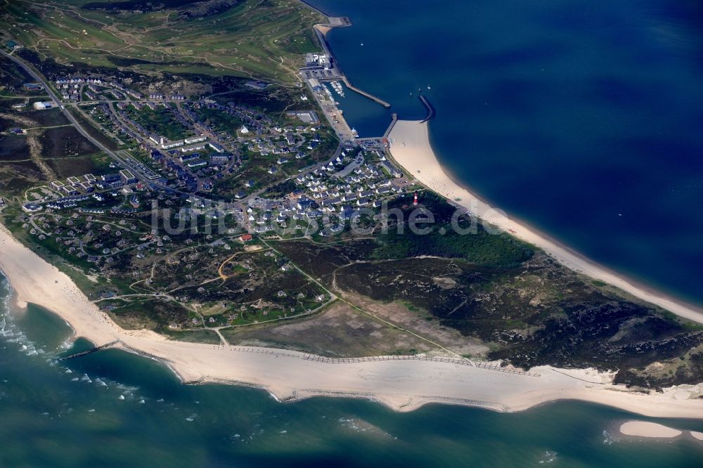 Hörnum (Sylt) von oben - Sandstrand- Landschaft an der Nordsee in Hörnum (Sylt) im Bundesland Schleswig-Holstein