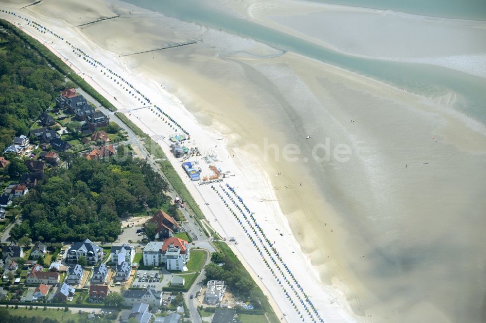 Luftbild Wyk auf Föhr - Sandstrand- Landschaft an der Nordsee auf der Insel Wyk auf Föhr im Bundesland Schleswig-Holstein