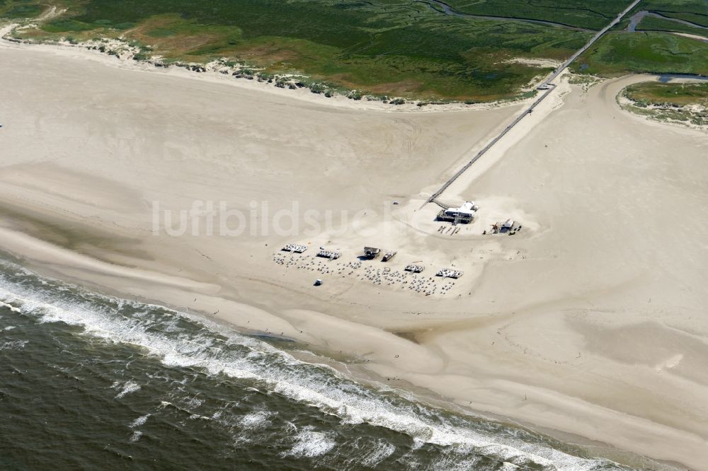 Luftbild Sankt Peter-Ording - Sandstrand- Landschaft an der Nordsee - Küste im Ortsteil Sankt Peter-Ording in Sankt Peter-Ording im Bundesland Schleswig-Holstein