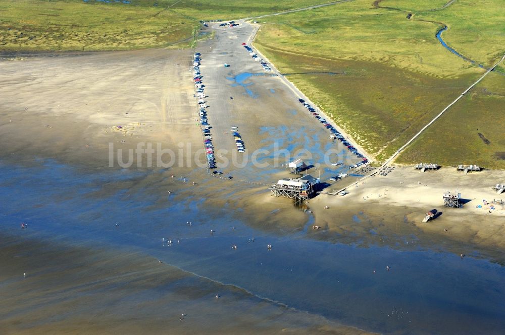 Sankt Peter-Ording von oben - Sandstrand- Landschaft an der Nordsee- Küste in Sankt Peter-Ording im Bundesland Schleswig-Holstein