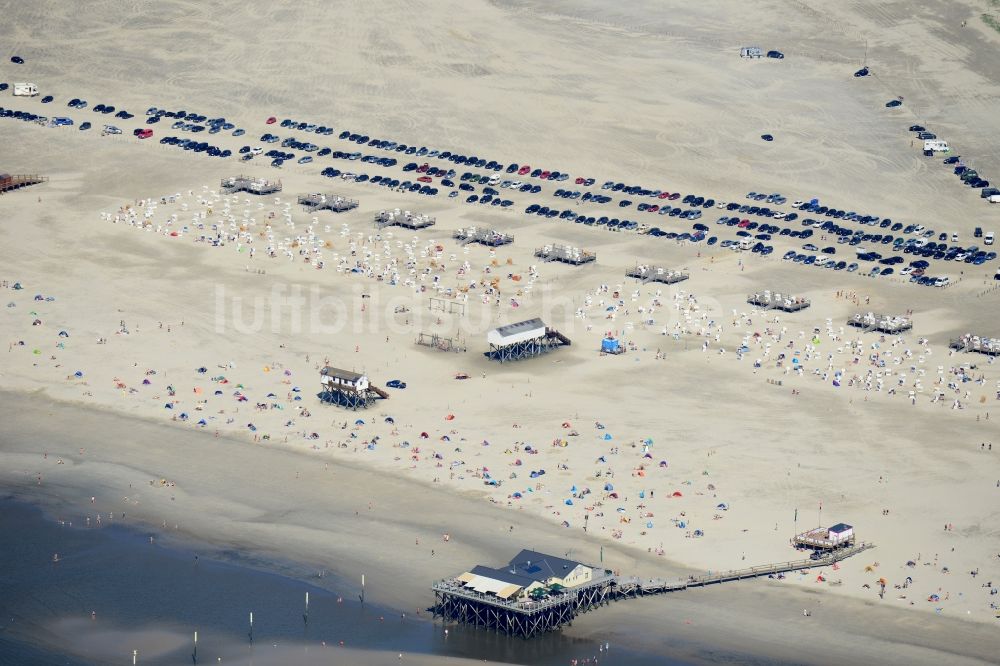 Luftbild Sankt Peter-Ording - Sandstrand- Landschaft an der Nordsee- Küste in Sankt Peter-Ording im Bundesland Schleswig-Holstein