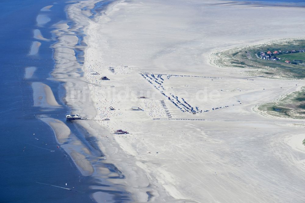 Luftbild Sankt Peter-Ording - Sandstrand- Landschaft an der Nordsee- Küste in Sankt Peter-Ording im Bundesland Schleswig-Holstein