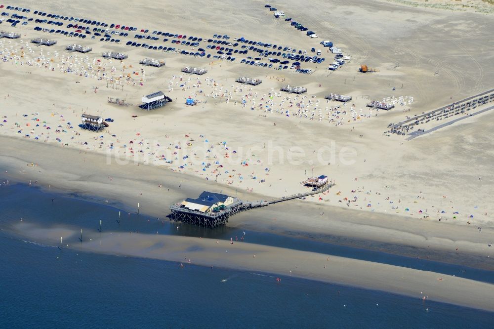 Luftbild Sankt Peter-Ording - Sandstrand- Landschaft an der Nordsee- Küste in Sankt Peter-Ording im Bundesland Schleswig-Holstein