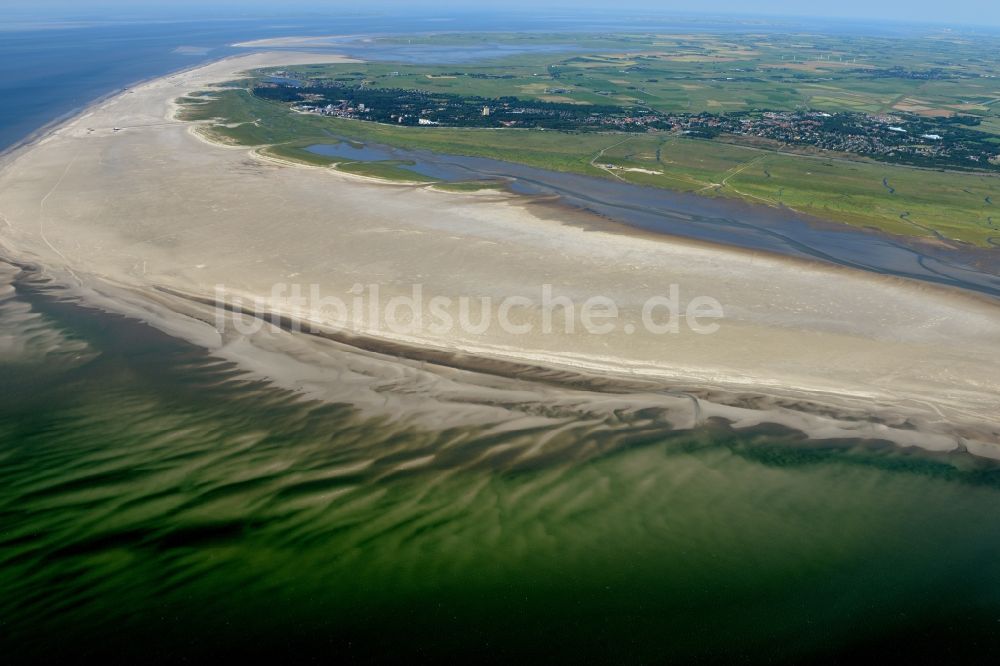 Luftaufnahme Sankt Peter-Ording - Sandstrand- Landschaft an der Nordsee- Küste in Sankt Peter-Ording im Bundesland Schleswig-Holstein