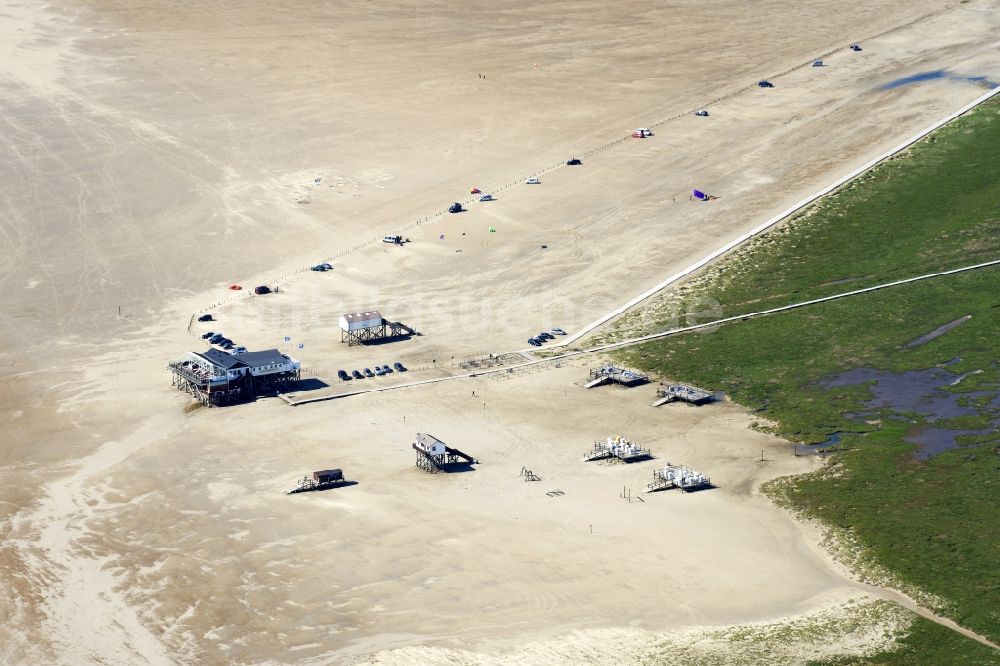 Luftbild Sankt Peter-Ording - Sandstrand- Landschaft an der Nordsee- Küste in Sankt Peter-Ording im Bundesland Schleswig-Holstein