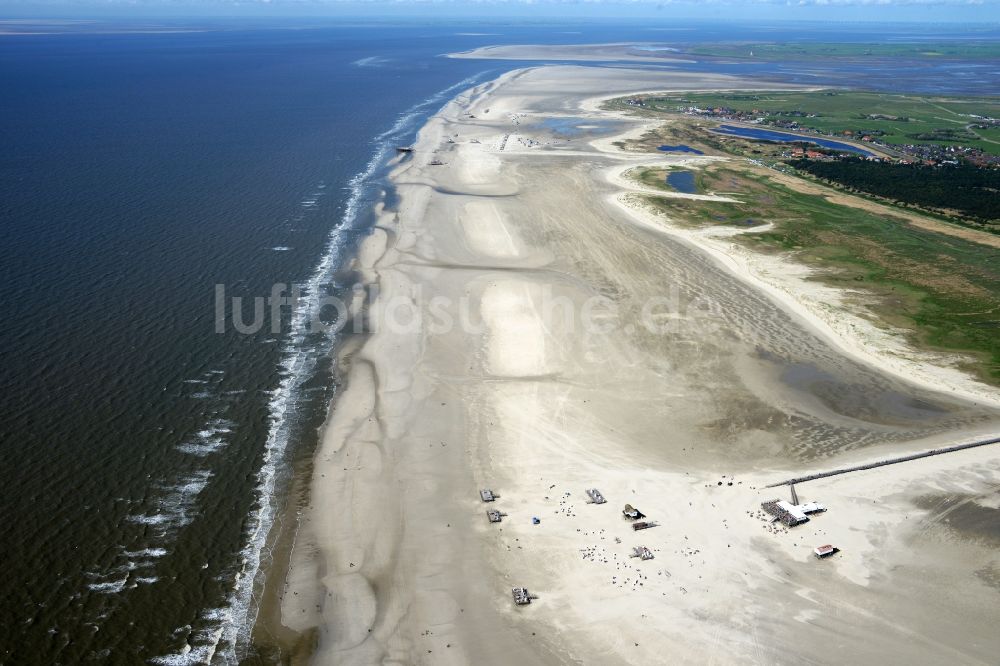 Luftbild Sankt Peter-Ording - Sandstrand- Landschaft an der Nordsee- Küste in Sankt Peter-Ording im Bundesland Schleswig-Holstein