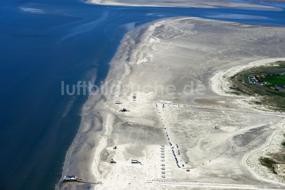 Sankt Peter-Ording von oben - Sandstrand- Landschaft an der Nordsee- Küste in Sankt Peter-Ording im Bundesland Schleswig-Holstein