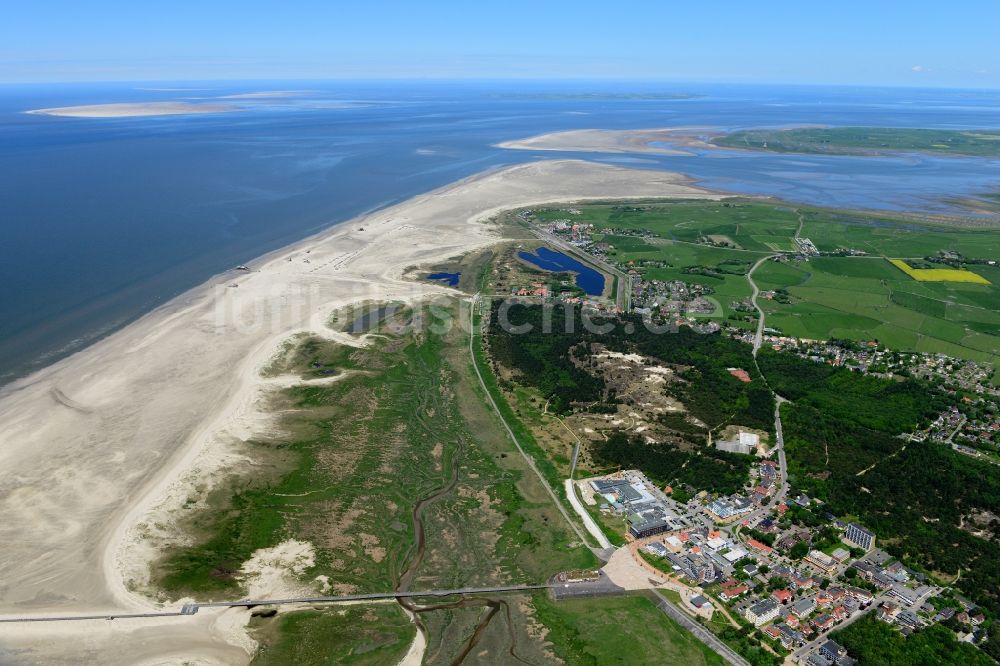 Luftbild Sankt Peter-Ording - Sandstrand- Landschaft an der Nordsee- Küste in Sankt Peter-Ording im Bundesland Schleswig-Holstein