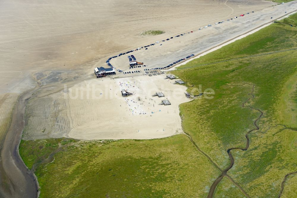 Luftbild Sankt Peter-Ording - Sandstrand- Landschaft an der Nordsee - Küste in Sankt Peter-Ording im Bundesland Schleswig-Holstein