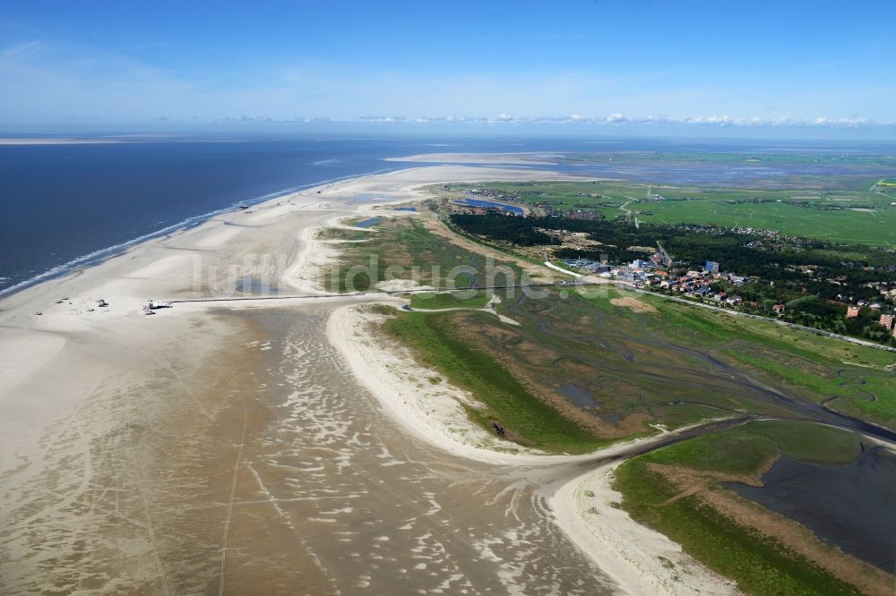 Luftbild Sankt Peter-Ording - Sandstrand- Landschaft an der Nordsee in Sankt Peter-Ording im Bundesland Schleswig-Holstein