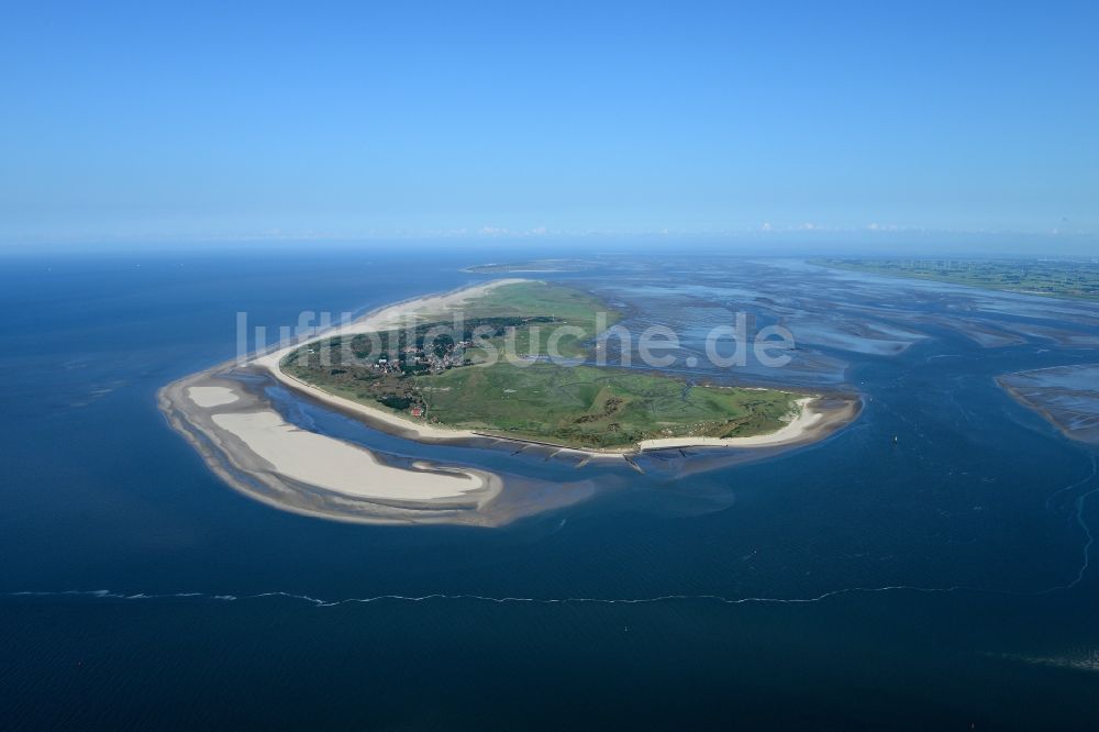 Spiekeroog von oben - Sandstrand- Landschaft an der Nordsee in Spiekeroog im Bundesland Niedersachsen