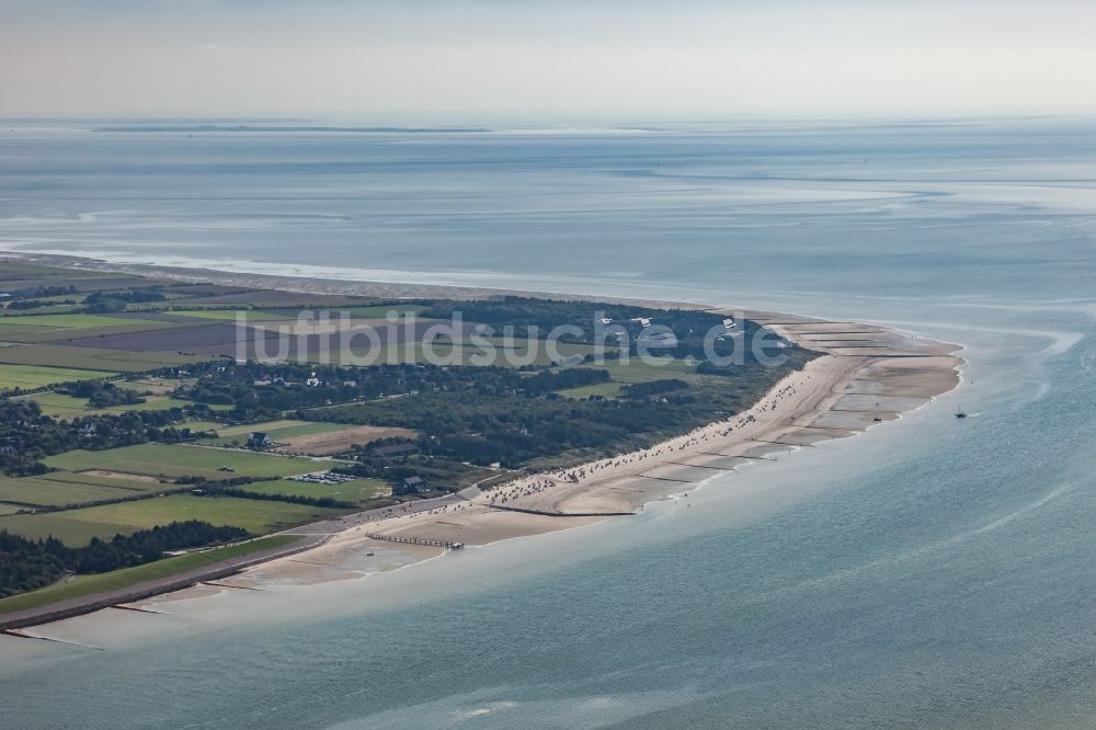 Luftaufnahme Utersum - Sandstrand- Landschaft der Nordsee in Utersum auf der Insel Föhr im Bundesland Schleswig-Holstein, Deutschland