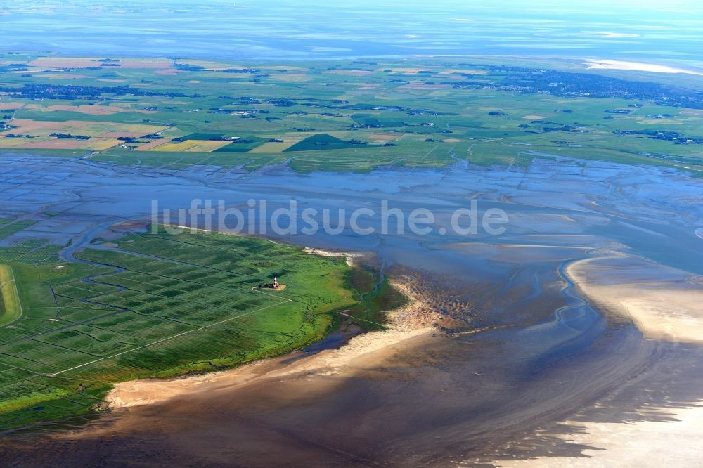 Westerhever von oben - Sandstrand- Landschaft an der Nordsee in Westerhever im Bundesland Schleswig-Holstein