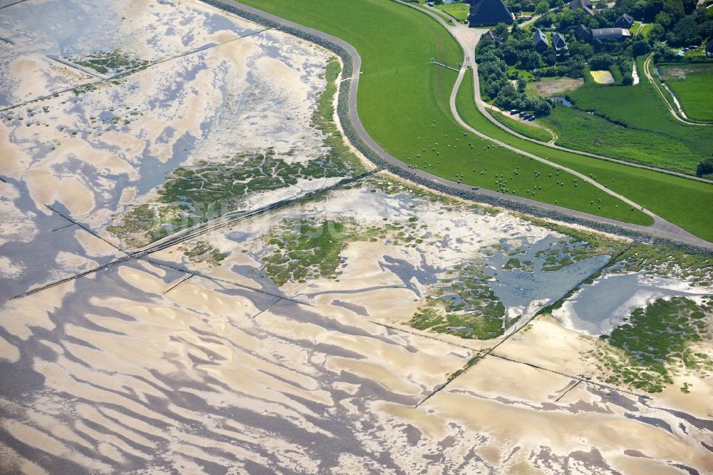 Westerhever von oben - Sandstrand- Landschaft an der Nordsee in Westerhever im Bundesland Schleswig-Holstein