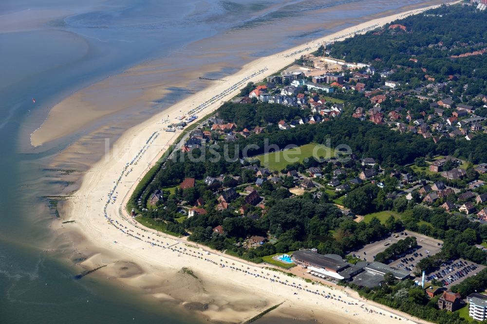 Luftbild Wyk auf Föhr - Sandstrand- Landschaft an der Nordsee in Wyk auf Föhr im Bundesland Schleswig-Holstein