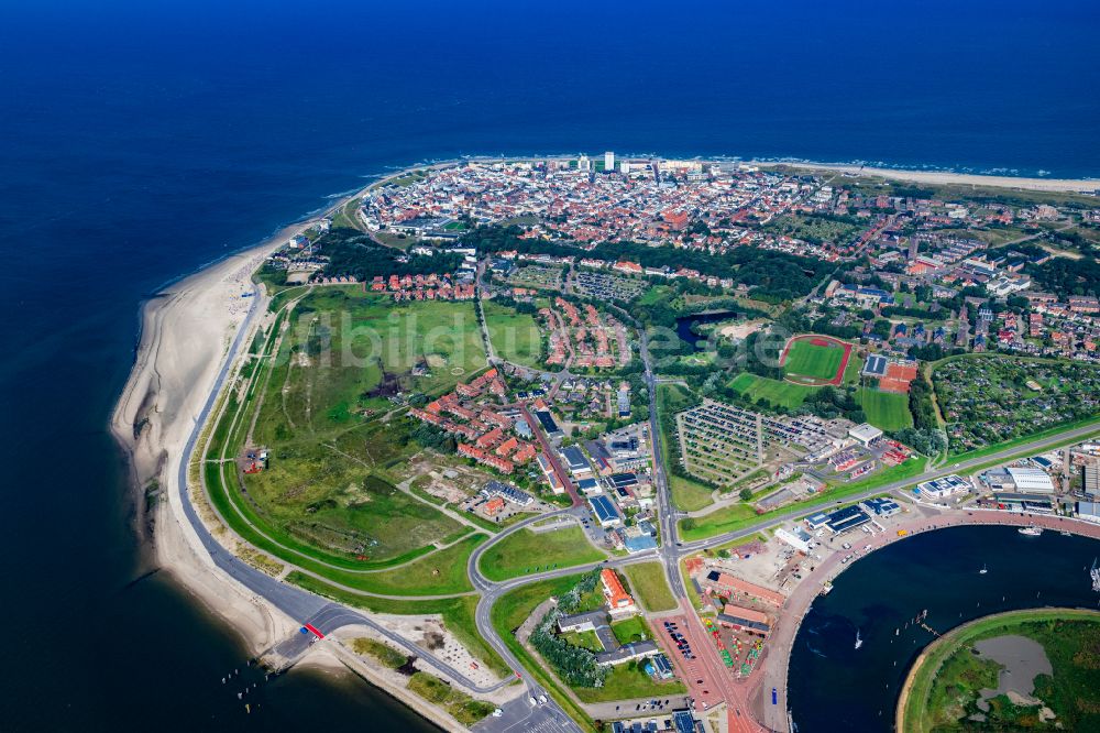 Luftaufnahme Norderney - Sandstrand- Landschaft an der Nordsee zur Insel Norderney im Bundesland Niedersachsen