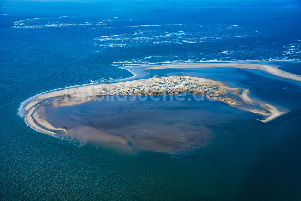 Luftaufnahme Juist - Sandstrand- Landschaft an der Ostfriesischen Insel in Juist im Bundesland Niedersachsen