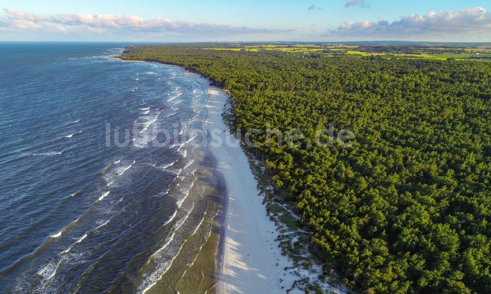 Luftaufnahme Nexö - Sandstrand- Landschaft an der Ostsee in Nexö in Region Hovedstaden, Dänemark