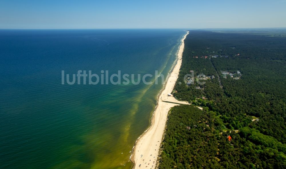 Luftaufnahme Niechorze Horst - Sandstrand- Landschaft an der Ostsee in Niechorze Horst in Westpommern, Polen