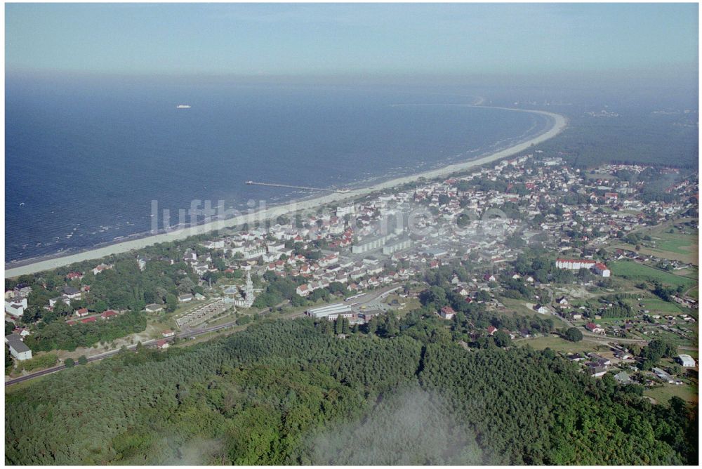 Seebad Heringsdorf von oben - Sandstrand- Landschaft der Ostsee in Seebad Heringsdorf im Bundesland Mecklenburg-Vorpommern, Deutschland